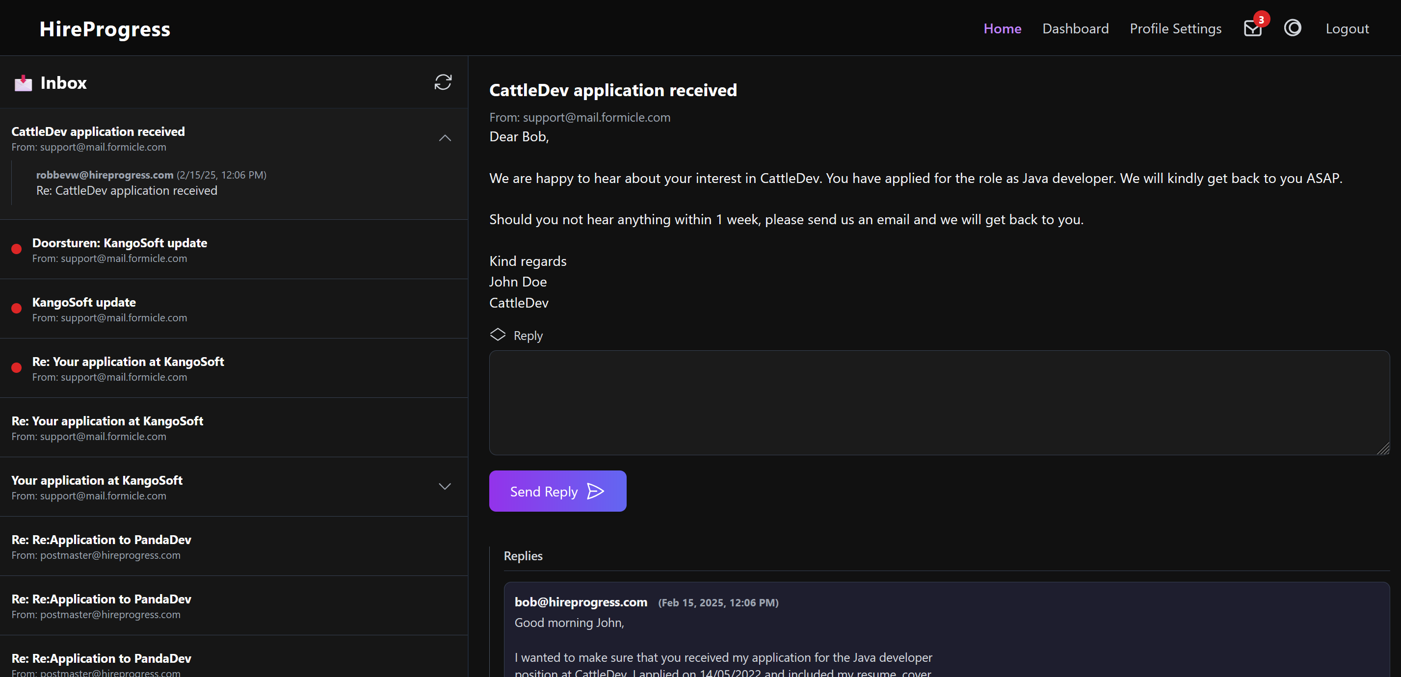 Automated Job Application Mailbox